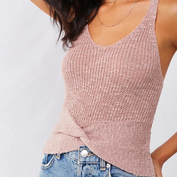 Love Tree Tops - Twisted Sweater-Knit Tank Top (Mauve)